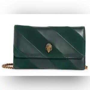 Kurt Geiger NWT London Kensington Velvet & Leather Crossbody – Emerald Green 🌟